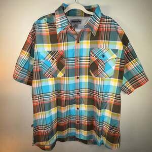 Lot 2 Ablanche New York Plaid Short Sleeve Button Shirt Men’s 2XL Cotton Blend